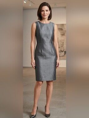 Banana Republic Black Silver Patterned Sheath Dress 8P NWT $120